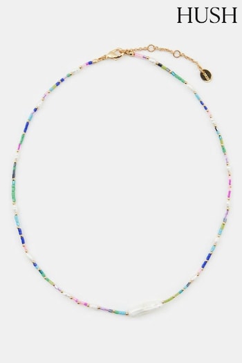 Hush Gold Tone Maura Glass Bead Necklace (E27456) | £38