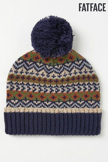 FatFace Jacquard Navy Blue Bobble Hat (E27493) | £12.50