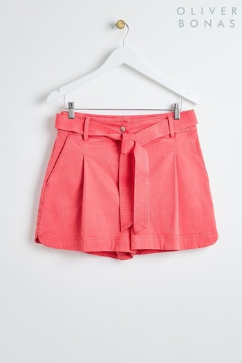 liver Bonas Red Coral Pink Tie Waist Shorts (E27552) | £55