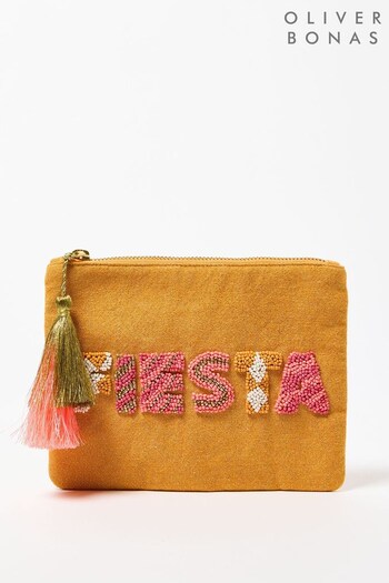 Oliver Bonas Orange Fiesta Beaded Zipped Pouch (E27587) | £24