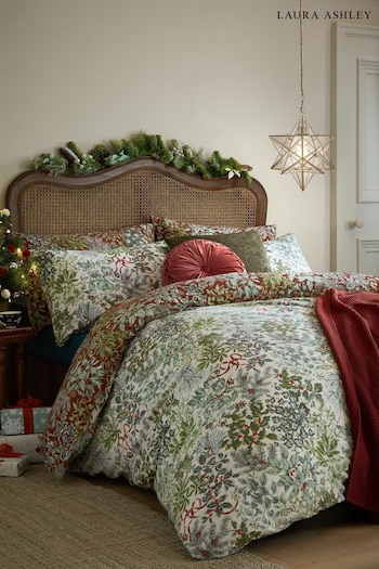 Laura Ashley Festive Red Crossdale Christmas Berries Duvet Cover and Pillowcase Set (E28153) | £0