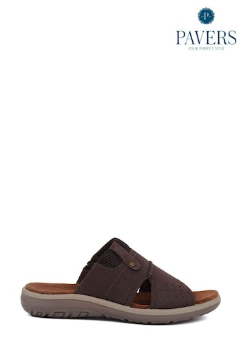 Pavers Leather Mule Brown Sandals (E28252) | £35