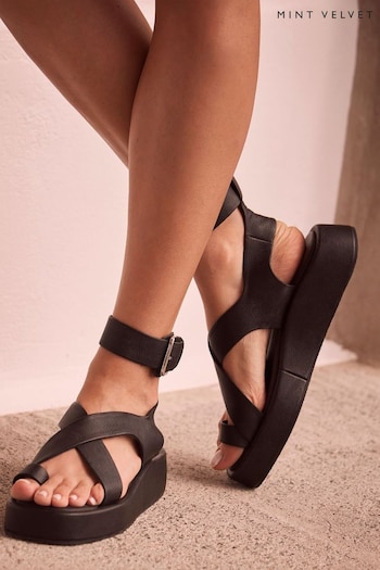 Mint Velvet Black Chunky Platform toe sandals (E28321) | £129