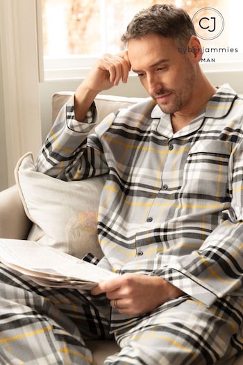 Cyberjammies Grey Mens Check Long Sleeve Pyjamas Set (E28760) | £52