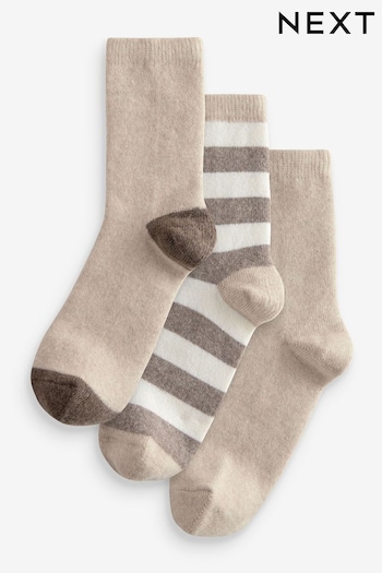 Neutral Stripe Thermal Merino Wool Blend Ankle Socks 3 Pack (E29052) | £18