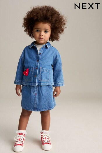 Denim Dark Wash Denim 100% Cotton Shirt and Skirt Set (3mths-7yrs) (E29088) | £20 - £24