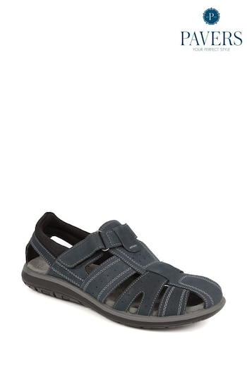 Pavers Blue Pavers Blue Leather Touch Fastening Sandals (E29666) | £40