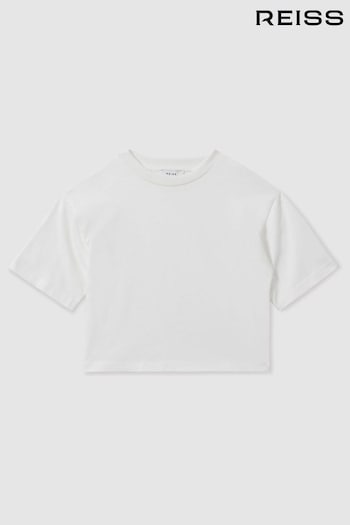 Reiss Ivory Cassy Junior Oversized Cotton Crew Neck T-Shirt (E29700) | £15