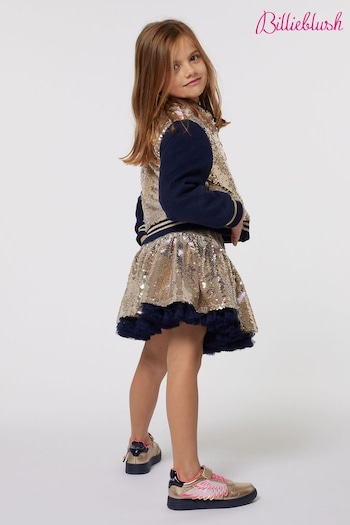 Billieblush Gold Glitter Sequin Mesh Lined Party Skirt (E29738) | £64