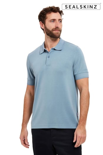 SEALSKINZ Blue Roydon Soft Touch Polo Shirt (E29921) | £95