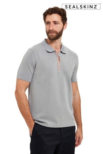 SEALSKINZ Grey Shipdham Polynosic Zip Polo Shirt (E29932) | £95