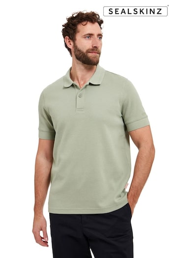 SEALSKINZ Green Felthorpe Short Sleeve Waffle Polo Shirt (E29935) | £95