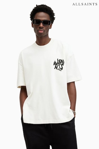 AllSaints White Orlando Short Sleeve Crew T-Shirt (E30077) | £55