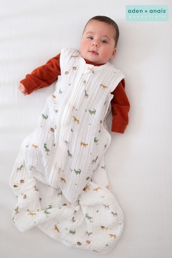 aden + anais Light 1.0 Tog Organic Cotton Muslin Safari Dream White Sleeping Bag (18-36 Months) (E30226) | £34.50