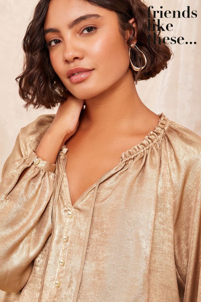 Gold puff sleeve top hot sale