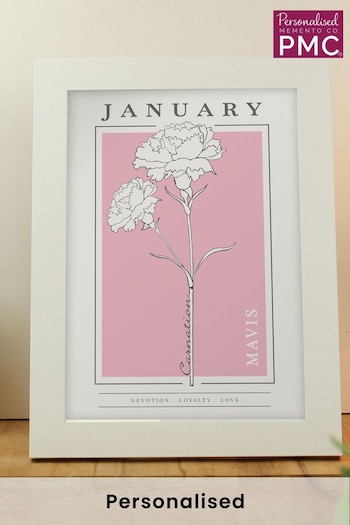 Personalised Birth Flower A4 White Framed Print by PMC (E30624) | £18