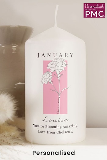 Personalised Birth Flower Pillar Candle by PMC (E30625) | £14