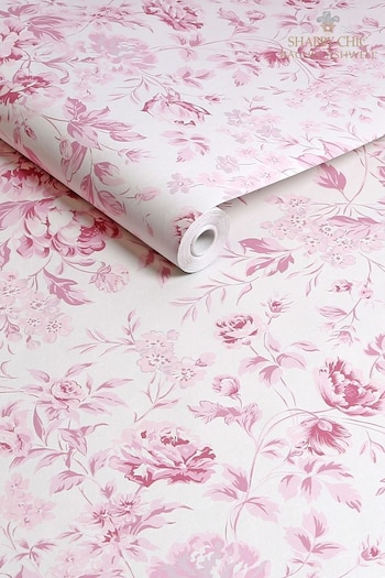 Shabby Chic by Rachel Ashwell® Pink Romantic Rose 10M Wallpaper (E30654) | £60