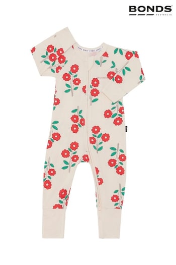Bonds Natural Floral Print  Zip Wondersuit Sleepsuit (E30694) | £22