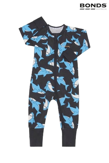 Bonds Blue Shark Print Zip Romper Wondersuit Sleepsuit (E30698) | £22