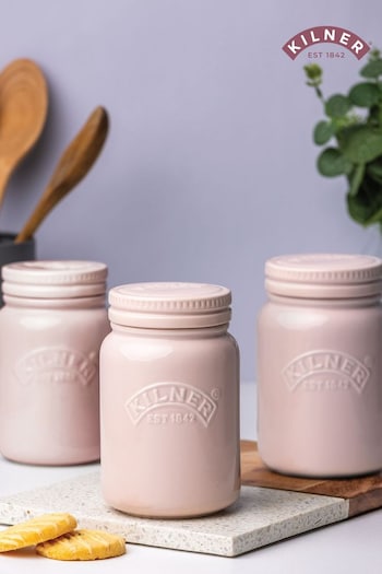 Kilner Dusty Pink Dusky Pink Storage Jars Set Of 3 (E30727) | £39