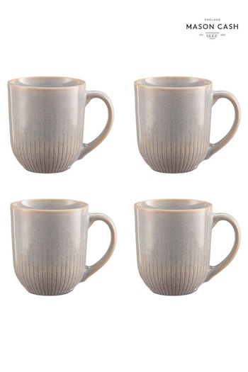 Mason Cash Grey Set of 4 Reactive Linear Mugs (E30745) | £24