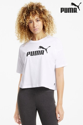 Puma White Womens Essentials Logo Cropped Top (E30843) | £21