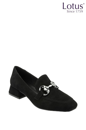 Lotus Black Heeled Loafer Shoes (E30873) | £65