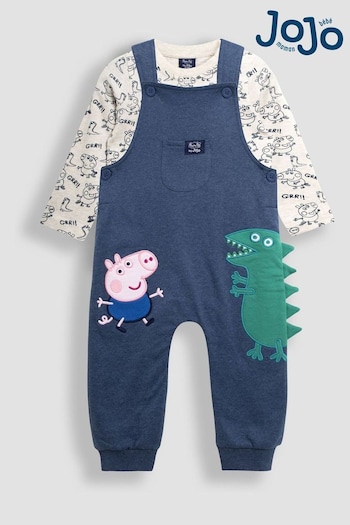 JoJo Maman Bébé Denim Printed Top & Dungarees Set (E31335) | £29