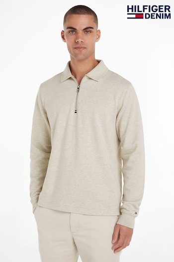 Tommy Hilfiger Terry Half Zipped White Sweatshirt (E31904) | £120