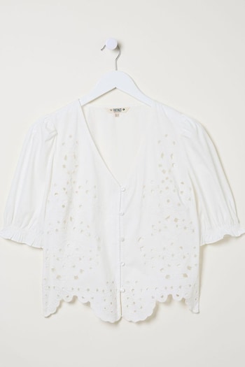 FatFace Natural Broderie Blouse (E31940) | £49.50