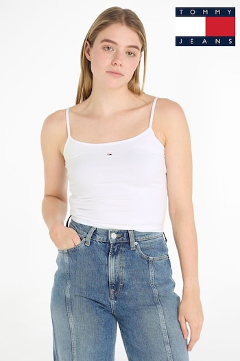 Tommy Jeans Cropped Essential Strap White Top (E32055) | £20