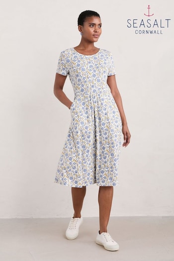 Seasalt Cornwall Blue Petite Petite April Short Sleeve Dress (E32157) | £60