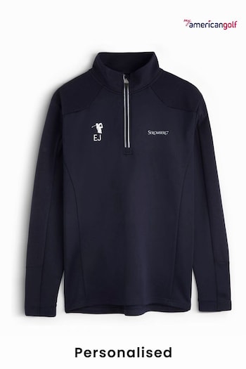 My American Golf Mens Blue Personalised Stromberg Textured Panel Midlayer Jumper (E32189) | £65