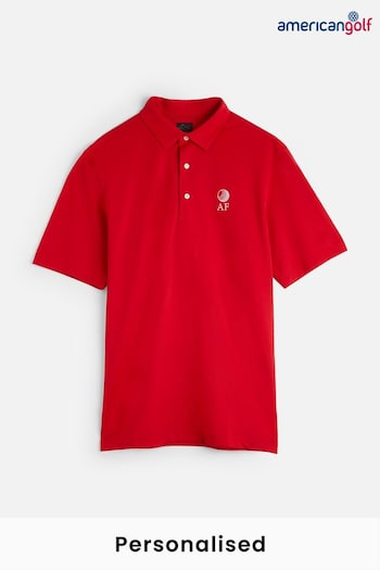 My American Golf Mens Red Personalised Greg Norman Polo Shirt (E32210) | £30