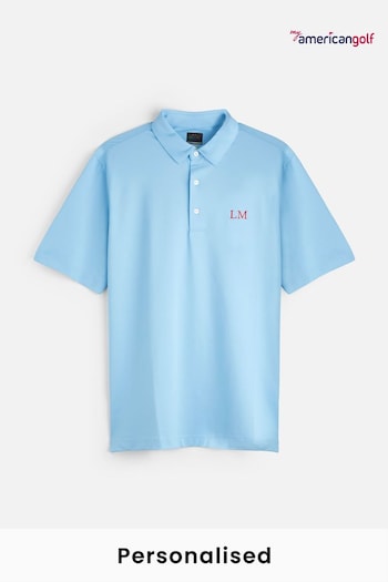 My American Golf Mens Blue Personalised Greg Norman Polo Shirt (E32214) | £30