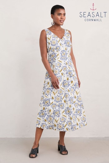 Seasalt Cornwall Blue Petite Sky Beyond Sleeveless V-Neck Dress (E32263) | £76