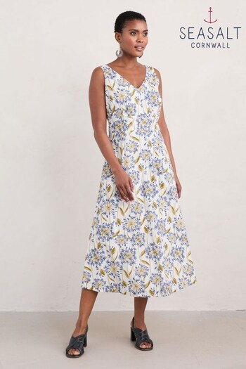 Seasalt Cornwall Blue Tall Sky Beyond Sleeveless V-Neck Dress (E32280) | £76