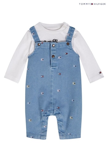 Tommy Hilfiger Blue Fun Allover Print Dungarees (E32402) | £65