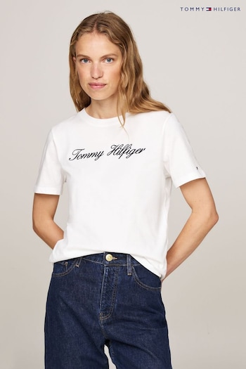 Tommy Hilfiger Natural Natural TH Script Regular T-Shirt (E32428) | £40