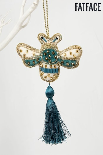 FatFace Gold Teal Bee Embellished Decoration (E32594) | £8