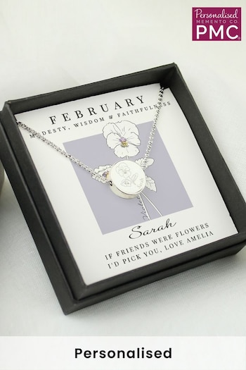 Personalised February Birth Flower Necklace and Box by PMC (E32687) | £20