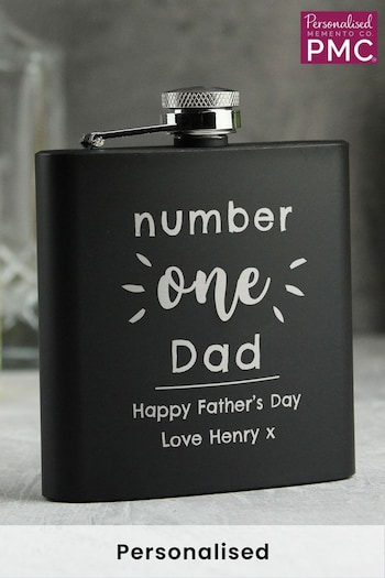 Personalised Number One Black Hip Flask by PMC (E32689) | £15