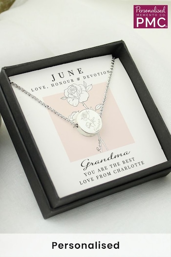 Personalised June Birth Flower Necklace and Box by PMC (E32691) | £20