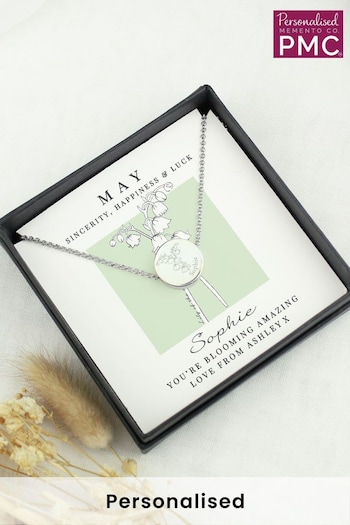 Personalised May Birth Flower Necklace and Box by PMC (E32698) | £20