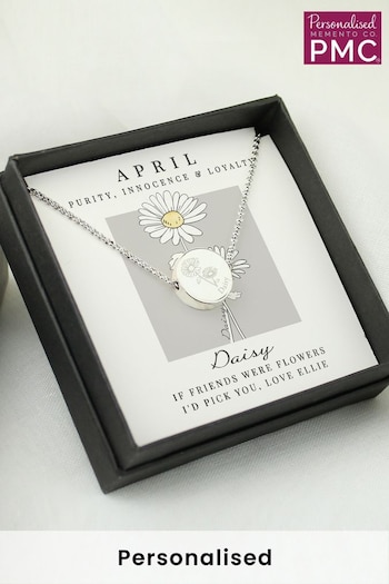 Personalised April Birth Flower Necklace and Box by PMC (E32703) | £20