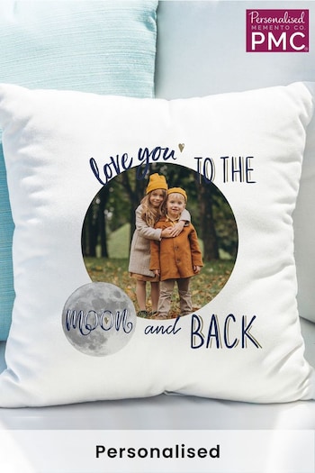 Personalised Moon and Back Photo Upload Cushion by PMC (E32728) | £20