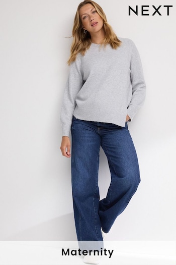 Dark Blue Maternity Wide Leg 100% Cotton Jeans (E32775) | £42