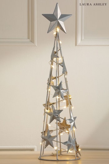 Laura Ashley Silver Star Light Up Christmas Tree Ornament (E32882) | £18