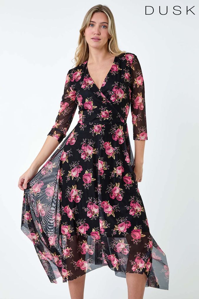 Black floral dress next outlet
